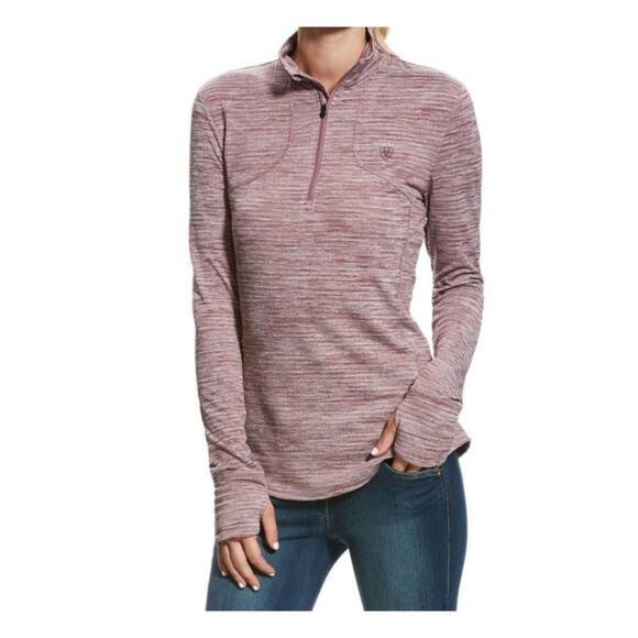 ARIAT Gridwork 1/4 Zip Baselayer Women's Long Sleeve Maroon top Size XS outdoor - Picture 12 of 12